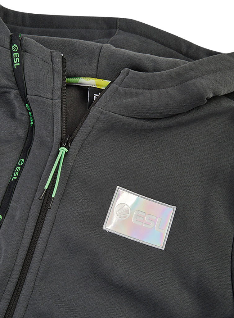 ESL Monochrome Double Zip Hoodie Black - Image 4