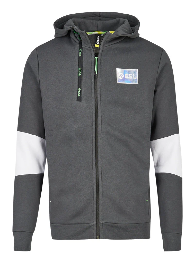 ESL Monochrome Double Zip Hoodie Black - Image 6